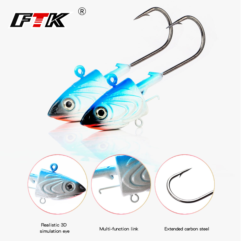 FTK 2PCS Jig Head Fishing Hook - Fishing Lure Soft Plastic 评论和价格