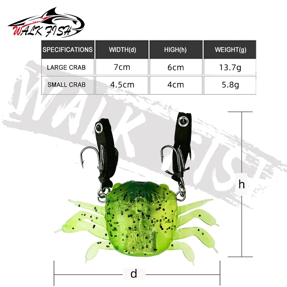 WALK FISH 1PCS Crab Soft Lure  - Fishing Lure Soft Plastic 评论和价格